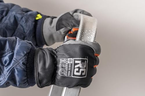 RS Synth TEC Winter Isolierter Montagehandschuhe Kunstlederhandschuhe/Größe 08, 12 Paar/Schwarz Grau/Arbeitshandschuhe Lederhandschuhe Schutzhandschuhe/Fertig mit Einer Manschette