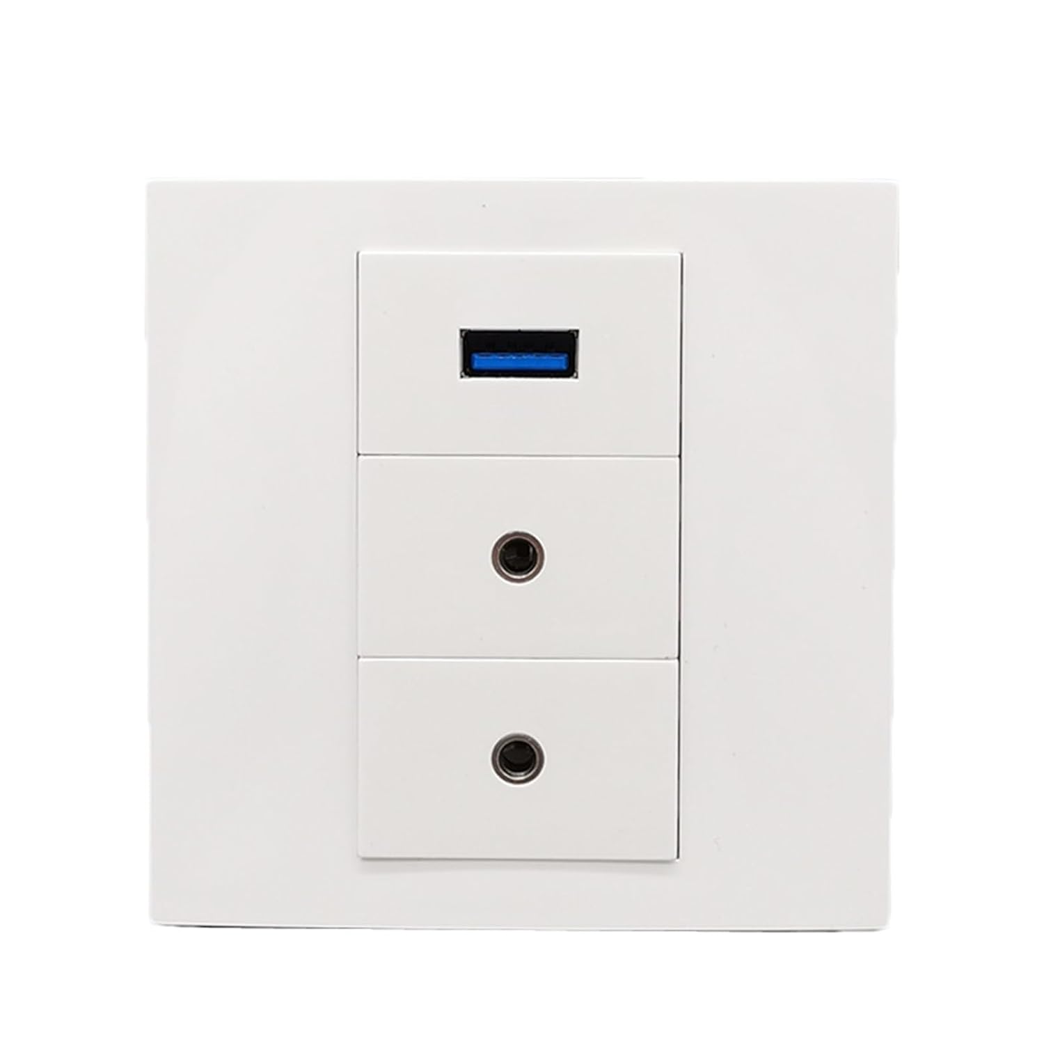 U3.0 Female Panel with 2 Ports 3.5mm Audio Jack Socket Dual Auxiliary Headphone Wall Plate