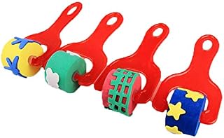 4 Piece Children's Rubber Stamp Roller Kids Paint Brush Set - Kids Paint