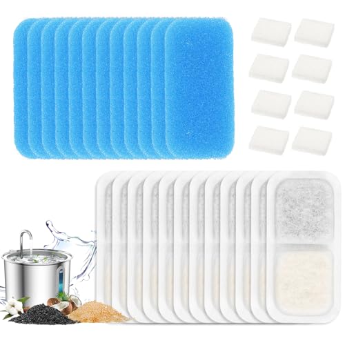 ZaKaBox 12-Pack Replacement Filters for oneisall Cat Water Fountain PWF-001, 2L/70oz Stainless Steel Fountain, Ideal for Multi-Pet Homes, 3 Filtration System