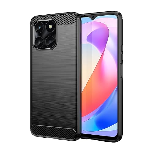 Honor X6a Case Honor X6a Cover Ultra-Thin Carbon Fiber Texture Phone Cover Silicone Bumper Soft TPU Rubber Shockproof Slim Protective Skin Case for Honor X6a Black