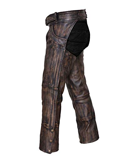 Classyak Men's Distressed Real Leather Chap