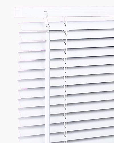 PVC & Wood Wooden Grain Effect Window Venetian Blind Blinds Easy Fit Privacy Curtains Trimmable Fittings Windows Treatment Shutters Twist Open Close (White-PVC, 105 x 150 cm)