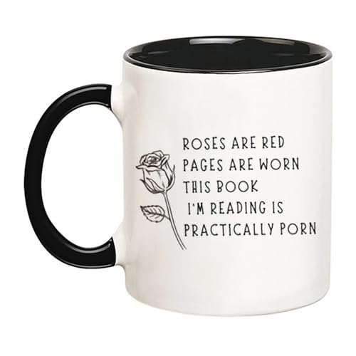 YOLANDEEUROKOK Smut Readers Mug - Reading Roses Are Red Spicy Book Lovers Gift - 11 Oz Novelty Coffee Cup Black