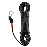 Ant Mag 8mm 20m Kletterseil Fischerei Bergung Seil mit Karabiner Outdoor Seil Allzweckseil für Magnetfischen Feuerrettung Hoher Festigkeit Sicherhe (Schwarz 8mm 20)