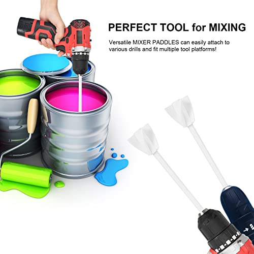TOYMIS 2 Stück Mixer Aufsatz Bohrmaschine für Harz, Farbrührer Bohrmaschine Wiederverwendbar Epoxidmischer zum Bohren von Epoxid Malerei Mischen von Epoxid Keramikglasur (Weiß)
