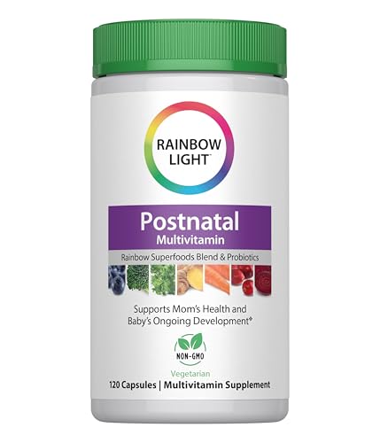Rainbow Light Postnatal Multivitamin for Women | Supports Mom’s Health & Baby’s Development Plus Immune Health with Vitamin C and Zinc | Superfoods Blend & Probiotics | 120 Vegetarian Capsules