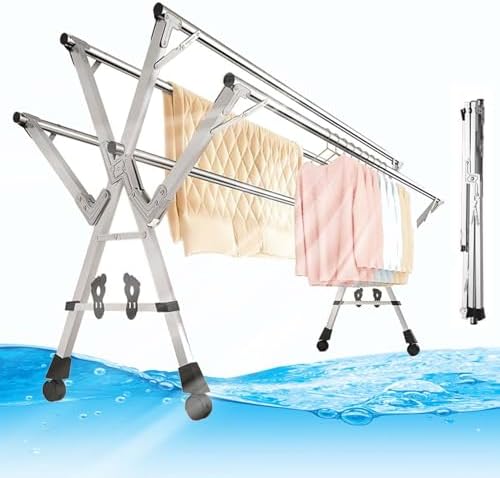 Foldable Space-Saving Clothes Rack Floor-Standing Clothes Rack Tripod Portable Rotating Clothes Rack，Adjustable Stainless Steel Foldable Clothes Drying Rack - Space-Saving Laundry Solution f