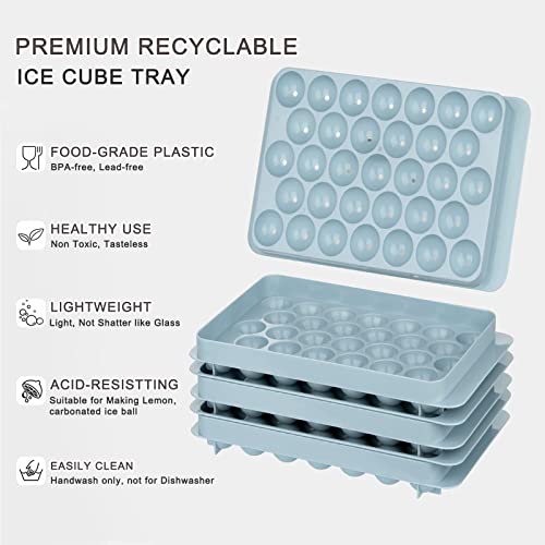 Ysbywsyr Ice Cube Tray, 3 Pack Round Ice Trays For Freezer With Lid And Bin, Circle Ice Mold Making 99 X 1.0In Small Ice Balls, Stackable Ice Maker With Storage Ice Bin, Ice Scoop #TOP3