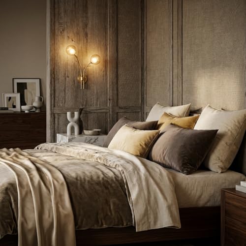 Image of 2-Light Gold Wall Lamp | 3-Color CCT (Warm + Natural + Cold White) | Dual Glass Globe Metal Wall Light for Living Room & Bedroom