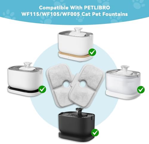 16+16 Pack Replacement Filters for PETLIBRO Dockstream Cat Fountain PLWF115/PLWF105/PLWF005, 16 Filters + 16 Sponges Replacement Kit, 6-Month Supply - 1