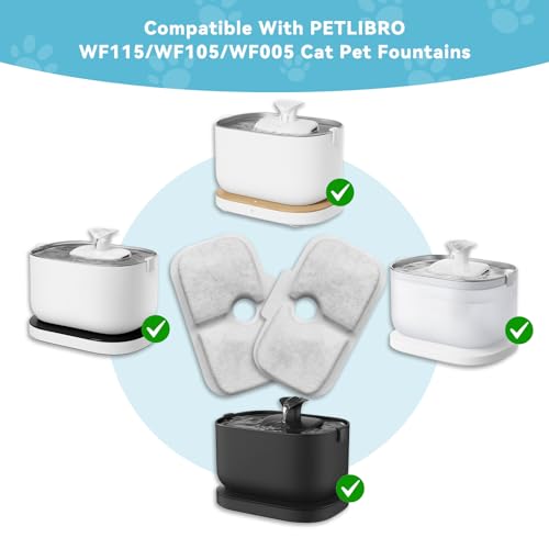 16+16 Pack Replacement Filters for PETLIBRO Dockstream Cat Fountain PLWF115/PLWF105/PLWF005, 16 Filters + 16 Sponges Replacement Kit, 6-Month Supply