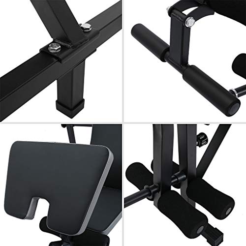 Multifunctional Workout Station | Adjustable Weight Bench Fitness Workout Bench| Adjustable Olympic Workout Bench with Squat Rack for Home Gym Fitness Sports (42X58.6X38-53.2'', Black)