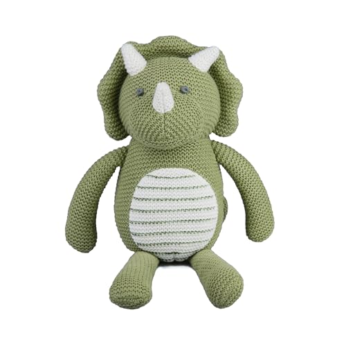 Image of FLUFFYFUN 100% Organic Cotton Green Dinosaur Plush, 7.1” Baby Stuffed Animal for Newborn
