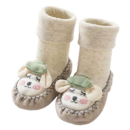 Calcetines de piso de media pantorrilla para bebé, con dibujos animados, zapatos para aprender a caminar, con parte inferior antideslizante para el hogar, interiores, calcetines para caminar, gris, 11