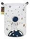 HUNRUNG Laundry Hamper,Large Canvas Fabric Lightweight Storage Basket Toy Organizer Dirty Clothes Collapsible Waterproof for College Dorms, Children Bedroom,Bathroom(Round Star astronaut)