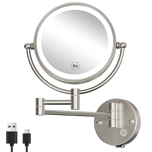 RECKODOR 3-Color LED Magnifying Wall Mirror with Lighting