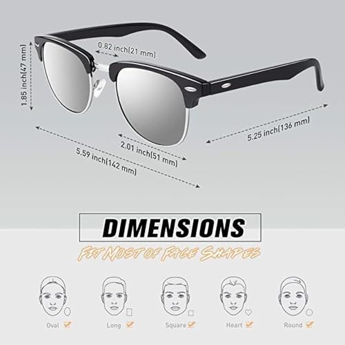 Image of Club Master Men's Classic Black Plastic Adult Oval Sunglasses with Black Polarized UV Protection Lens