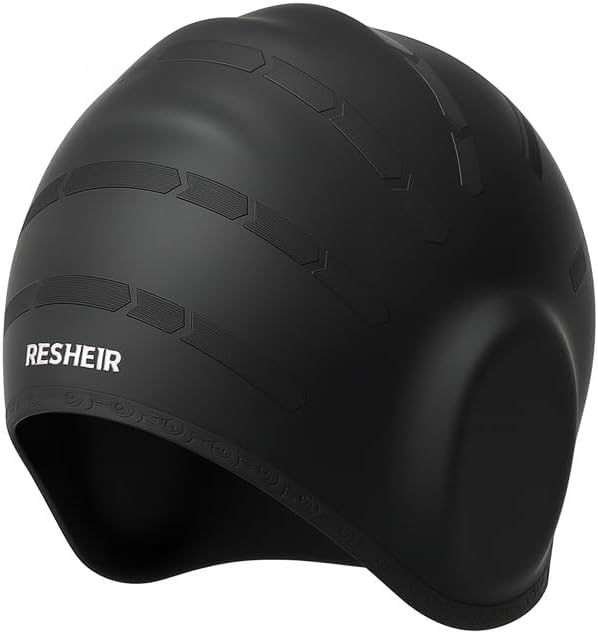 Gorro de natación de silicona para mujeres de cabello largo, gorro de natación resistente al agua que cubre las orejas, gran espacio y gorro elástico suave para natación y entrenamiento de adultos