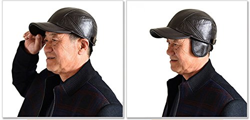 Boné de beisebol masculino acdiac de couro de vaca para o inverno, quente, proteção ao ar livre, cou