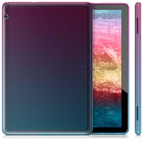kwmobile-Carcasa-Compatible-con-Huawei-MediaPad-T5-10-Funda-para-Tablet-de-TPU-Bicolor-Rosa-FucsiaAzulTransparente