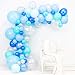 Junibel Balloon Arch & Garland Kit | Blue, Silver & Tiffany Sm to Xlarge balloons | Glue Dots | 17' Decorating Strip | Wedding, Boy Baby Shower, Graduation, Anniversary & Organic Party Decorations