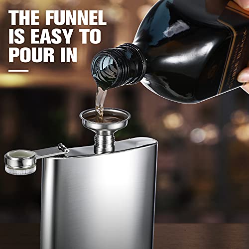 20 Pieces Stainless Steel Hip Flask Stainless Steel Liquor Flask Set Leak Proof Drinking Flask Metal Liquor Hip Flask With 20 Pieces Funnels For Drinking Alcohol Wedding Party (8 Ounce) #TOP4