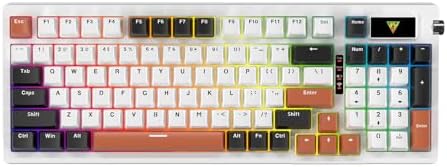HUO JI 96% Wireless Keyboard Rechargeable, Bluetooth Keyboard with Side Rotary Knob, Hot Swappable, Pre-lubed Linear Switches, RGB Backlit, Gaming Mechanical Keyboards Office Keyboard for PC/Laptop