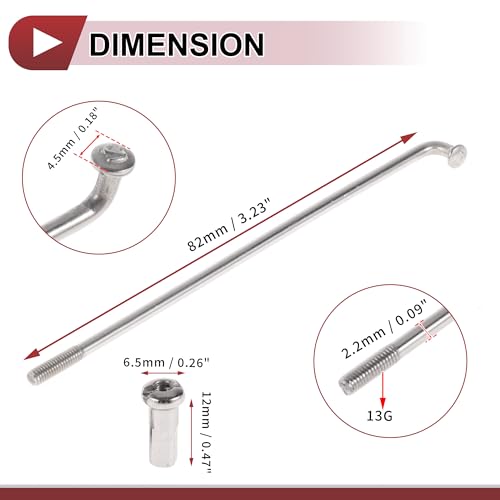 Partuto Zestaw 20 szprych rowerowych 13G 304 82mm ze stali nierdzewnej