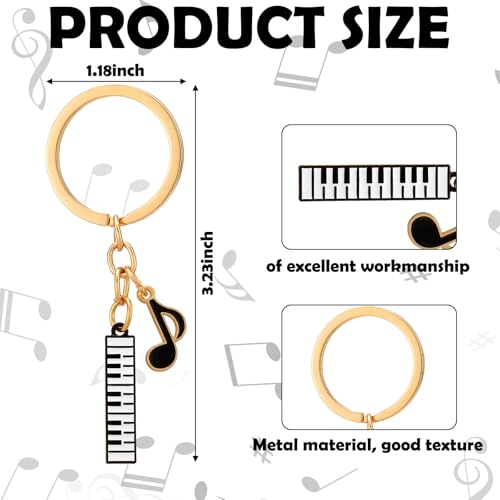 Nosiny 4 Pcs Music Keychain Gifts Musical Note Piano Keyring Accessory for Purse Wallet Gift for Music Teacher Musician Lover(Piano,Black)