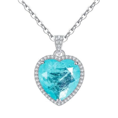 Collier Paraiba en cœur pendentif de pierres précieuses pour femmes