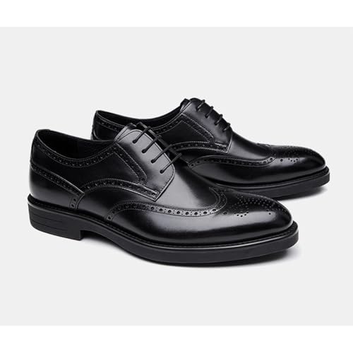 Image of BWSEOBG Men's Brogue Wingtip Retro Business Oxford Shoes Classic Leather Round Toe Lace Up Wedding Formal Dress Shoes Derby Shoes
