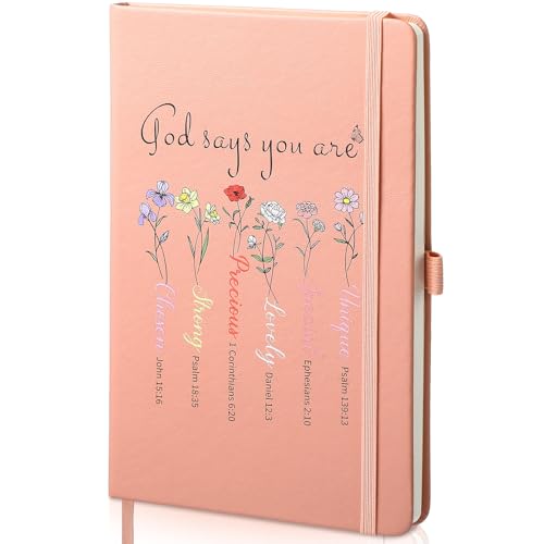 Fullhawl Christian God Says You Are Journal PU Leather Religious Prayer Journal Bible Verse Prayer Notebook with Ribbon Bookmark for Women Christian Party Mother's Day Gift, 5.8 x 8.3 Inch