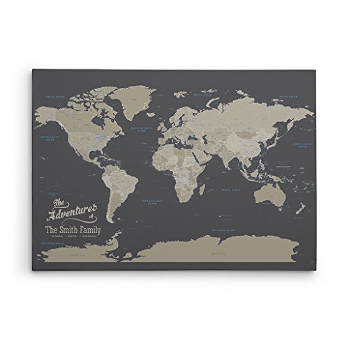 Push Pin Travel Maps Gallery Wrapped - Earth Toned World