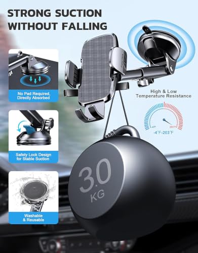 Image of CIRYCASE Car Phone Holder, [Ultra Powerful Suction] Universal Dashboard Phone Holder for Cars, Hands-Free & Case Friendly (Cradle Car Dashboard 002)