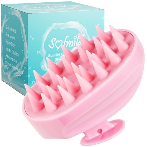 Scalp Massager Soft Silicone Shampoo Brush Hair Scrub Brush Pink