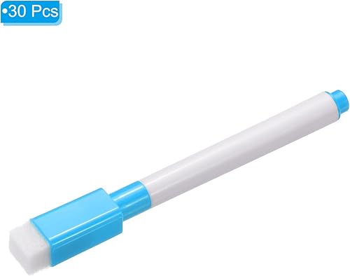 Miniatura 3 de PATIKIL Rotuladores de borrado en seco, paquete de 30 unidades, tinta azul claro, punta fina, bajo olor, pizarra blanca con tapa de borrador para