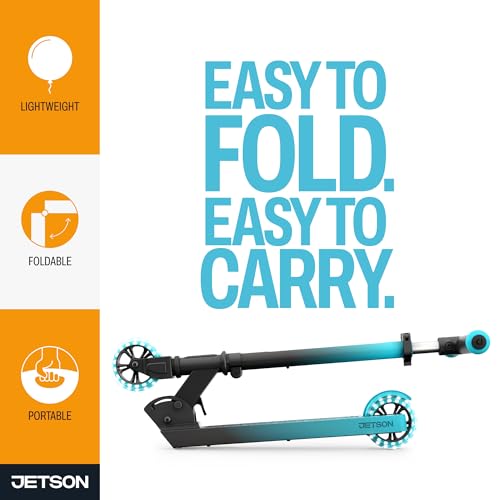 Jetson Scooters - Juno Kick Scooter (Blue) - Collapsible Portable Kids Push Scooter - Lightweight Folding Design with High Visibility RGB Light Up LEDs on Stem and Wheels by Jetson - Image 2
