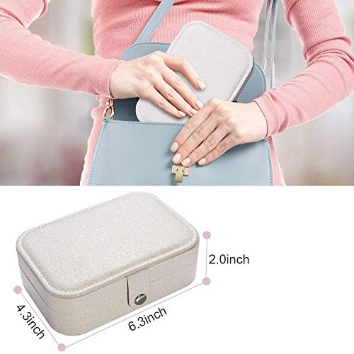 Image of Jewelry Box, Double Layer Travel Jewelry Organizer for Necklace Earring Rings Jewelry Case Holder for Women