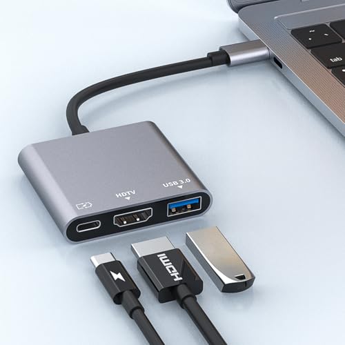 3 in 1 USB-C Hub, 4K HD Çözünürlük, USB 3.0, Hdtv Bağlantısı, Plug and Play, Flash Sürücü, Kamera ve Cihazlar için Uyumlu, TD-HB6101