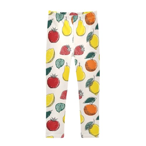 Girls' Athletic Leggings Ankle Length Yoga Dance Pants Kids Teen 4T Strawberry Lemon Orange Apple