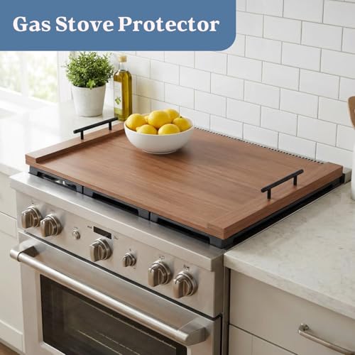 FayuuGem Walnut Finish Stove Top Cover for Gas & Electric Range | 30"x22" Rustic Noodle Board with Handles | RV Kitchen Workspace Saver by FayuuGem - Used condition - Image 4