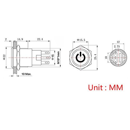 Larcele 19mm Interruttori a pulsante con