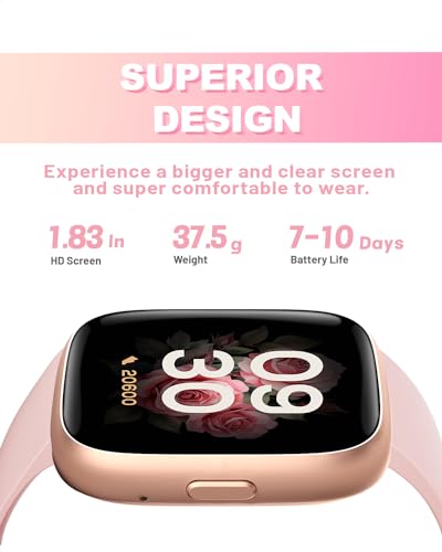 Toobur Smart Watch For Women, Alexa Built-In, Answer/Make Calls, 1.83 Inch Fitness Tracker Watch With Heart Rate Monitor, Sleep Tracker, Pedometer, Ip68 Waterproof, Smartwatch Compatible Android Ios thumb #6