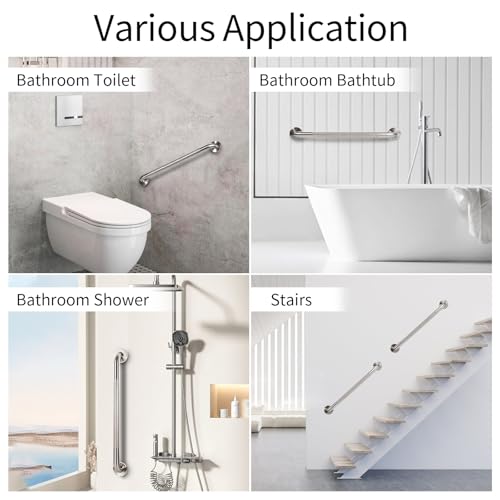 Barre d'appui texturée pour personnes âgées nickel brossé 61 cm douche wc