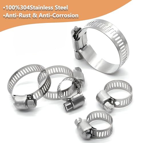 Nivithi 15x Schlauchschellen-Set,Schlauchschellen Edelstahl 304,verstellbar,Schlauchschelle 6–51mm,inkl.Schlauchschellen 6-12mm,für Sanitär-,Automobil-,mechanische Anwendungen