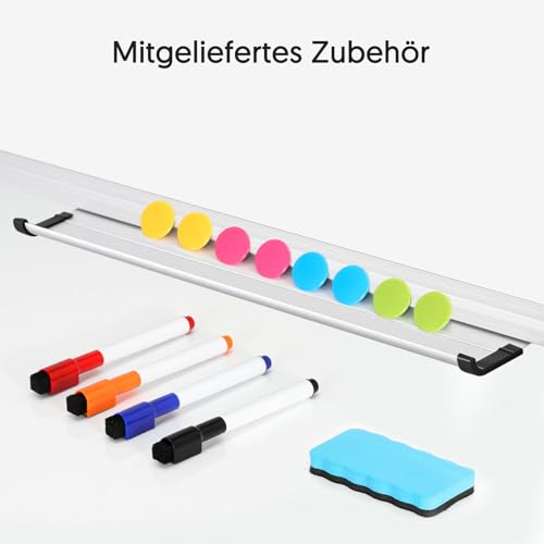 DOLLAR BOSS Magnetisches Whiteboard Doppelseitige Magnettafel 90 x 60 cm, Pinnwand Magnetische White Board Trocken Abwischbare Magnetwand Magnet Tafel für Küche, Büro und Schule