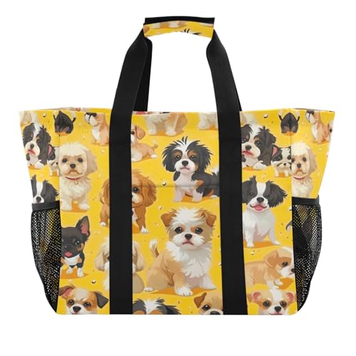 Nander Cute Cartoon Dog Foldable Tote Bag Waterproof Sandproof Women Beach Bag Handbag Gym Bag