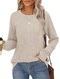 Saloogoe Sweaters for Women Lightweight Teacher Casual Long Sleeve Tops for Women Apricot XL