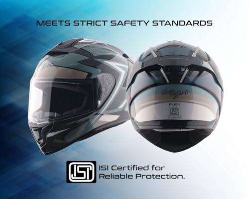 Image of Vega VF 10 Turbo Flex Full Face Motorcycle Helmet with Shock-Absorbing Liner, Lightweight Shell, Aerodynamic Design, Ventilated Interior, Comfortable Fit, and Trendy Black White Finish Black White L